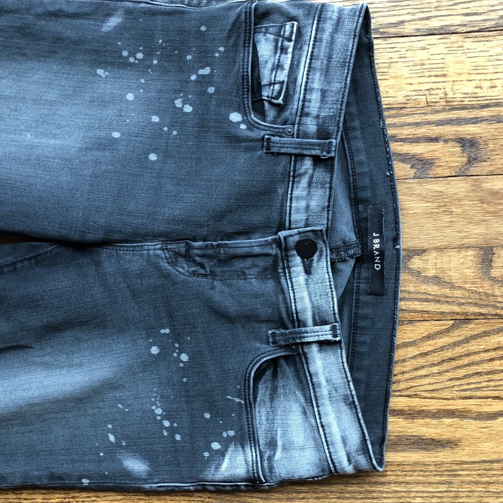 J. Brand distressed faded black ankle crop skinny